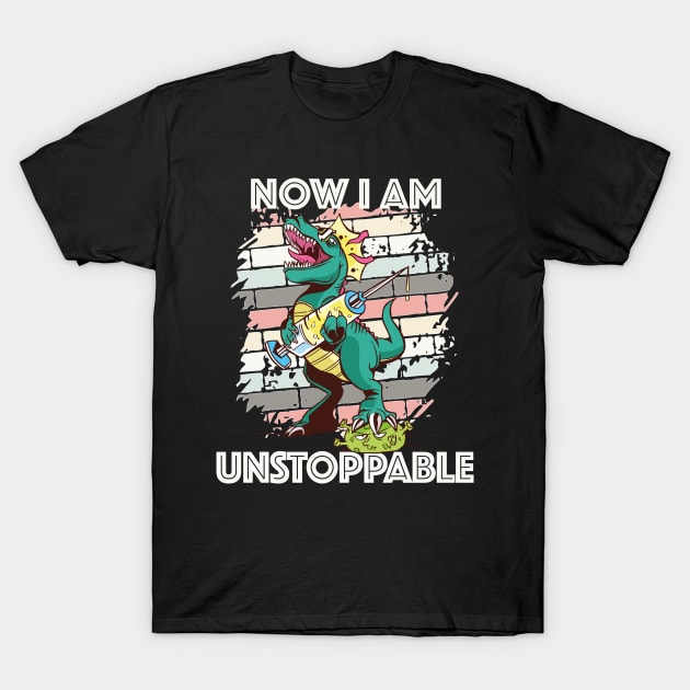 Now I'm Unstoppable T-Rex - Vaccinated Funny Vaccine Humor T-Shirt by mikels